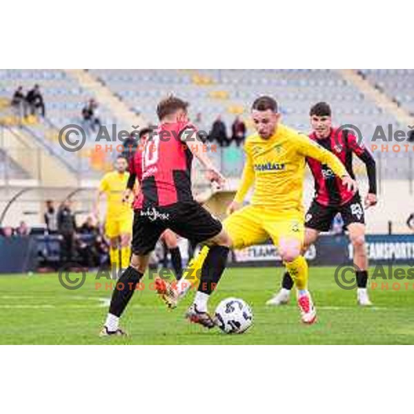 Matic Zavnik in action during Prva liga Telemach 2024/2025 football match between Domzale and Primorje in Domzale, Slovenia on April 26, 2025