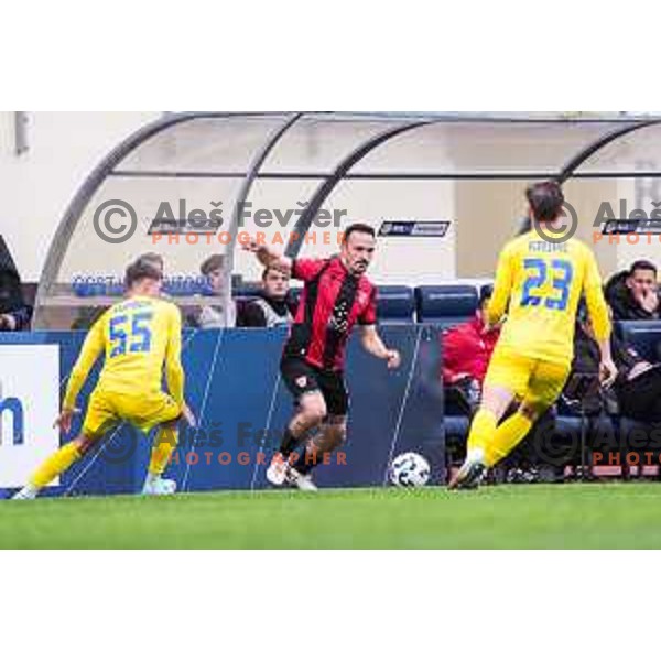 Tilen Klemencic in action during Prva liga Telemach 2024/2025 football match between Domzale and Primorje in Domzale, Slovenia on April 26, 2025