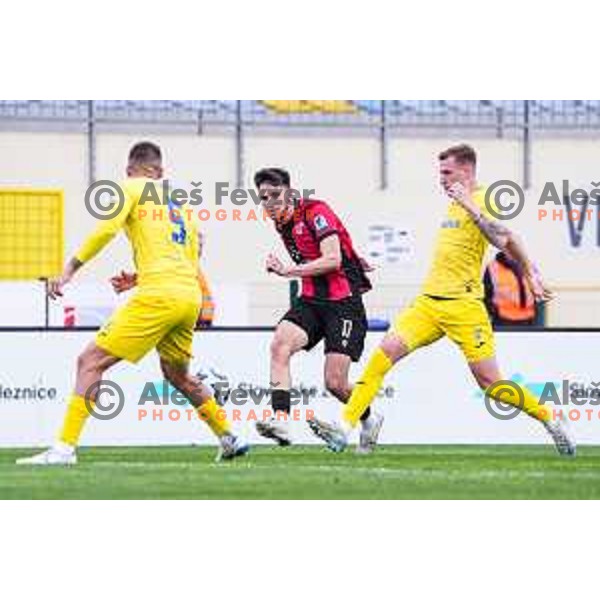 Zan Besir in action during Prva liga Telemach 2024/2025 football match between Domzale and Primorje in Domzale, Slovenia on April 26, 2025