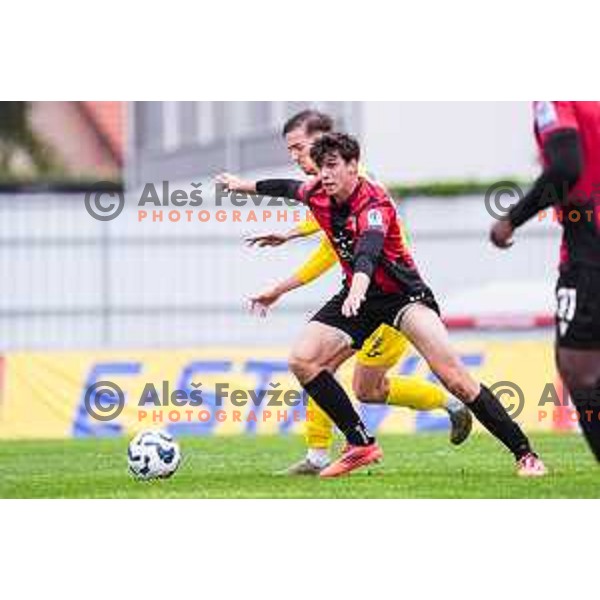 In action during Prva liga Telemach 2024/2025 football match between Domzale and Primorje in Domzale, Slovenia on April 26, 2025