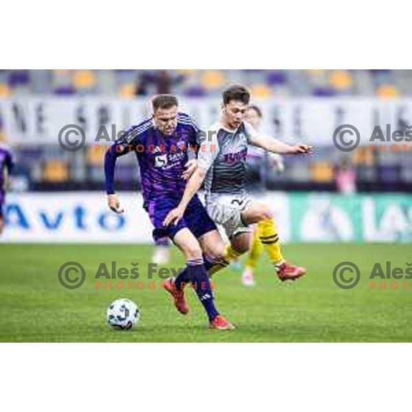 in action during Prva liga Telemach 2024/25 football match between Maribor and Kalcer Radomlje in Ljudski vrt, Maribor, Slovenia on April 26, 2025. Photo: Jure Banfi