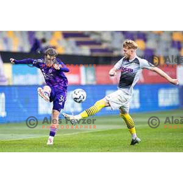 in action during Prva liga Telemach 2024/25 football match between Maribor and Kalcer Radomlje in Ljudski vrt, Maribor, Slovenia on April 26, 2025. Photo: Jure Banfi