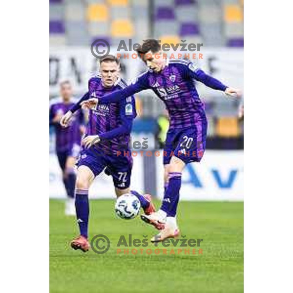 in action during Prva liga Telemach 2024/25 football match between Maribor and Kalcer Radomlje in Ljudski vrt, Maribor, Slovenia on April 26, 2025. Photo: Jure Banfi