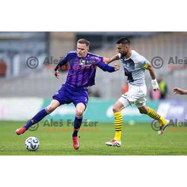in action during Prva liga Telemach 2024/25 football match between Maribor and Kalcer Radomlje in Ljudski vrt, Maribor, Slovenia on April 26, 2025. Photo: Jure Banfi