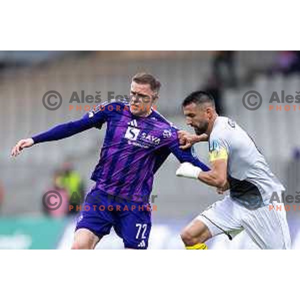 in action during Prva liga Telemach 2024/25 football match between Maribor and Kalcer Radomlje in Ljudski vrt, Maribor, Slovenia on April 26, 2025. Photo: Jure Banfi