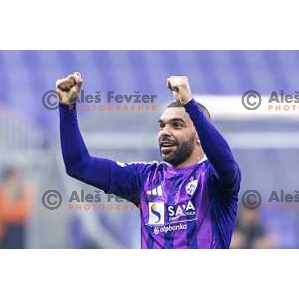 Hilal Soudani celebrates goal during Prva liga Telemach 2024/25 football match between Maribor and Kalcer Radomlje in Ljudski vrt, Maribor, Slovenia on April 26, 2025. Photo: Jure Banfi
