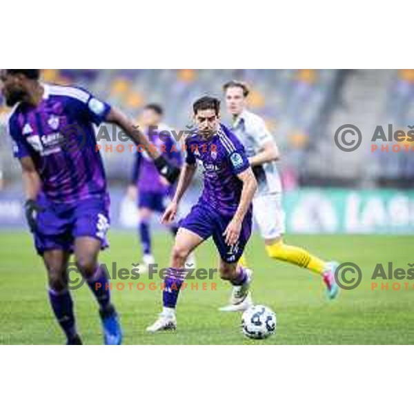 in action during Prva liga Telemach 2024/25 football match between Maribor and Kalcer Radomlje in Ljudski vrt, Maribor, Slovenia on April 26, 2025. Photo: Jure Banfi