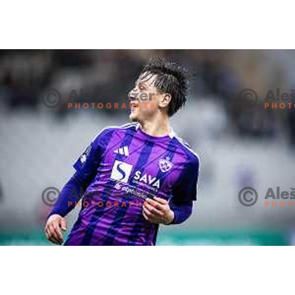 in action during Prva liga Telemach 2024/25 football match between Maribor and Kalcer Radomlje in Ljudski vrt, Maribor, Slovenia on April 26, 2025. Photo: Jure Banfi