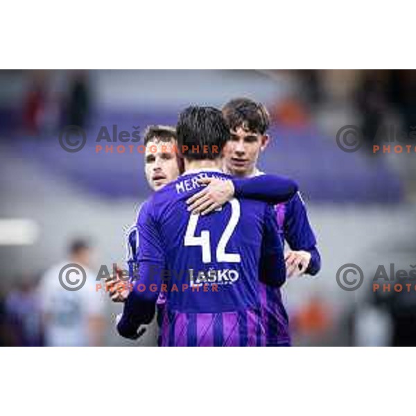 in action during Prva liga Telemach 2024/25 football match between Maribor and Kalcer Radomlje in Ljudski vrt, Maribor, Slovenia on April 26, 2025. Photo: Jure Banfi