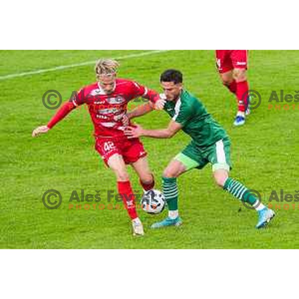 in action during 2.SNL football match between Ilirija and Aluminij in Ljubljana, Slovenia on April 26, 2025