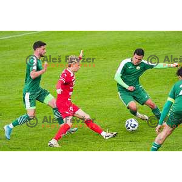 in action during 2.SNL football match between Ilirija and Aluminij in Ljubljana, Slovenia on April 26, 2025