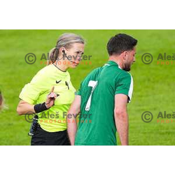 in action during 2.SNL football match between Ilirija and Aluminij in Ljubljana, Slovenia on April 26, 2025