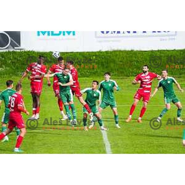 in action during 2.SNL football match between Ilirija and Aluminij in Ljubljana, Slovenia on April 26, 2025