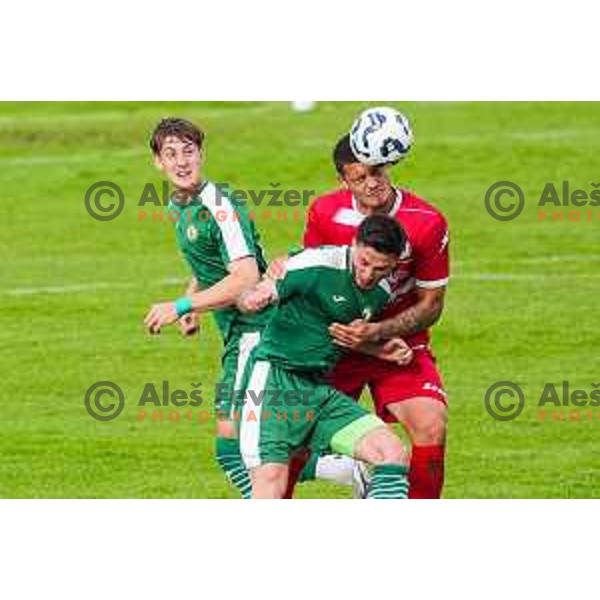 in action during 2.SNL football match between Ilirija and Aluminij in Ljubljana, Slovenia on April 26, 2025