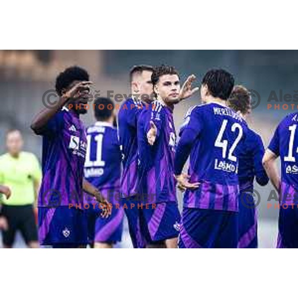 in action during Prva liga Telemach 2024/25 football match between Maribor and Kalcer Radomlje in Ljudski vrt, Maribor, Slovenia on April 26, 2025. Photo: Jure Banfi