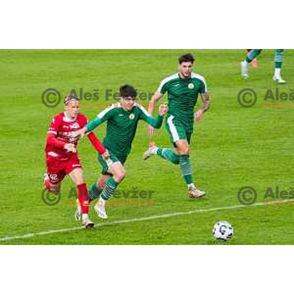 in action during 2.SNL football match between Ilirija and Aluminij in Ljubljana, Slovenia on April 26, 2025