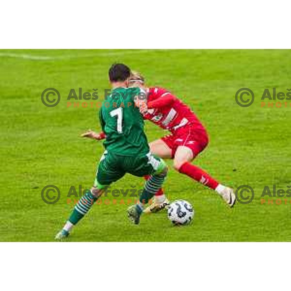 in action during 2.SNL football match between Ilirija and Aluminij in Ljubljana, Slovenia on April 26, 2025