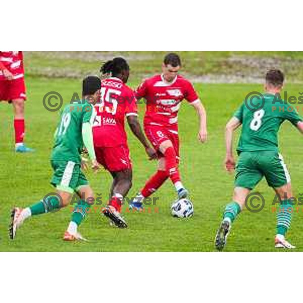 in action during 2.SNL football match between Ilirija and Aluminij in Ljubljana, Slovenia on April 26, 2025