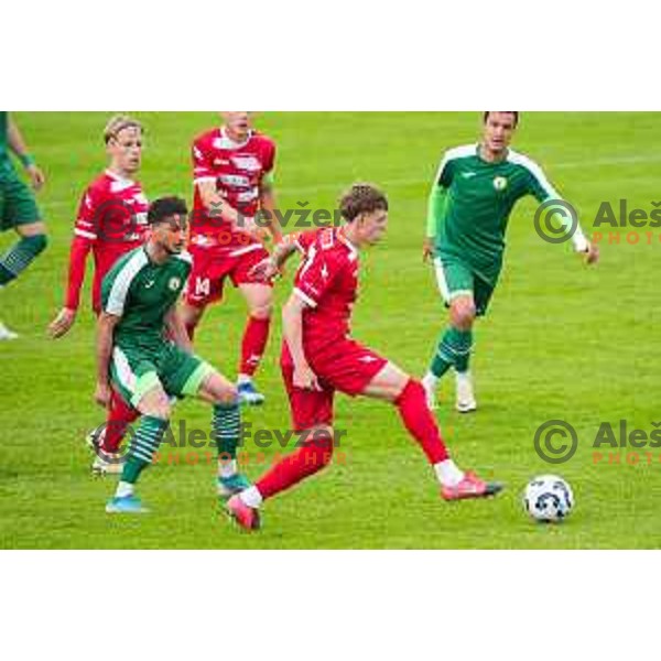 in action during 2.SNL football match between Ilirija and Aluminij in Ljubljana, Slovenia on April 26, 2025