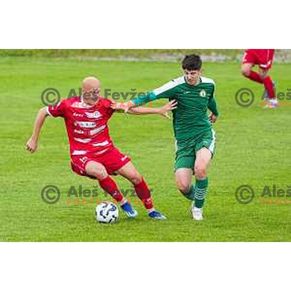 in action during 2.SNL football match between Ilirija and Aluminij in Ljubljana, Slovenia on April 26, 2025