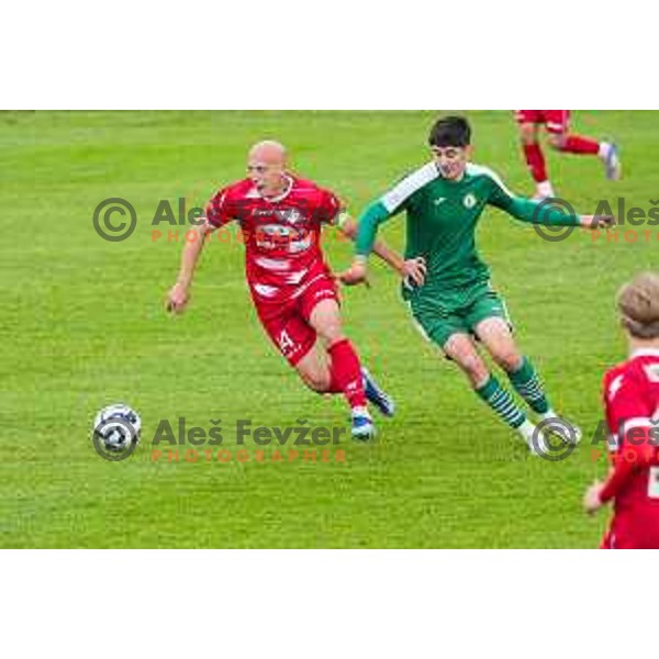 in action during 2.SNL football match between Ilirija and Aluminij in Ljubljana, Slovenia on April 26, 2025