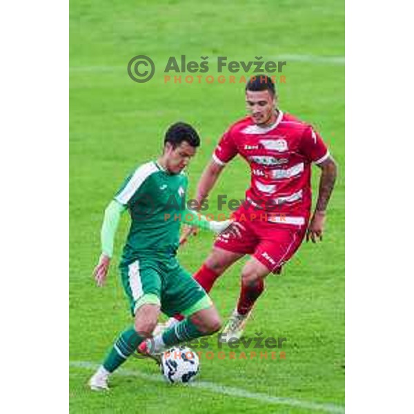 in action during 2.SNL football match between Ilirija and Aluminij in Ljubljana, Slovenia on April 26, 2025