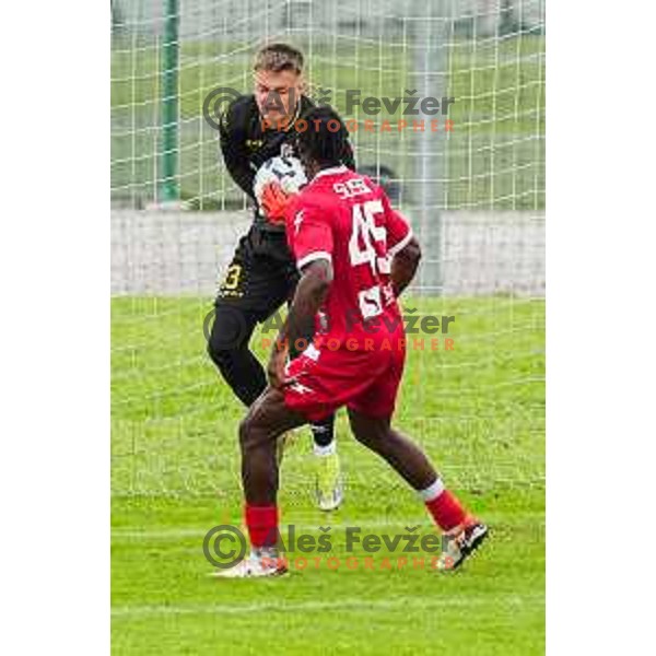 in action during 2.SNL football match between Ilirija and Aluminij in Ljubljana, Slovenia on April 26, 2025