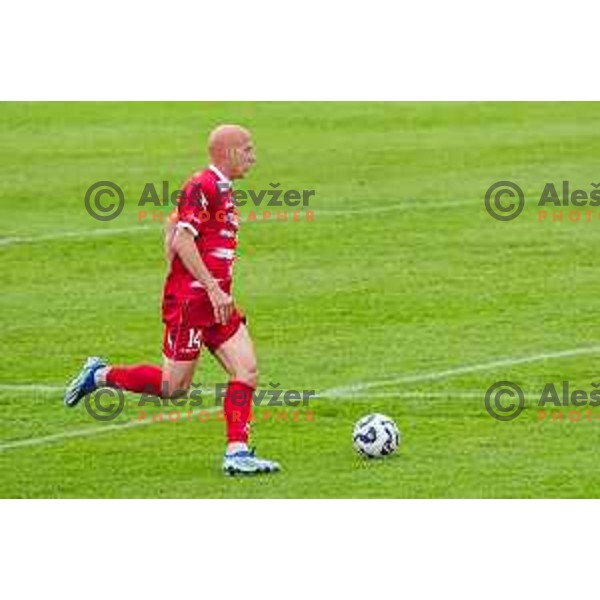 in action during 2.SNL football match between Ilirija and Aluminij in Ljubljana, Slovenia on April 26, 2025