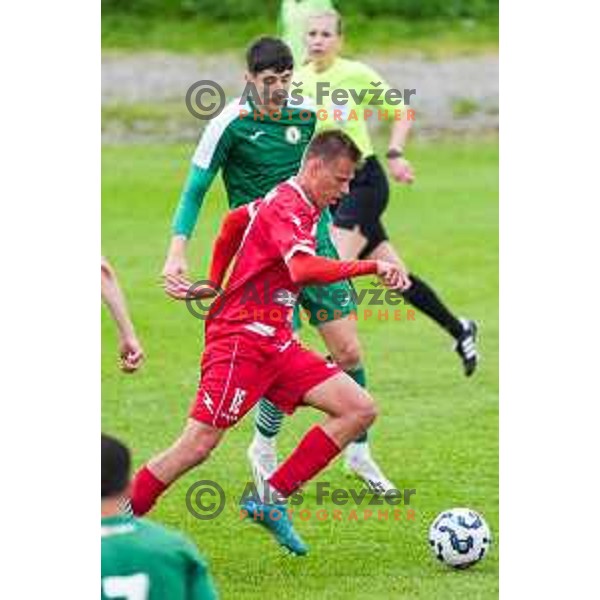 in action during 2.SNL football match between Ilirija and Aluminij in Ljubljana, Slovenia on April 26, 2025