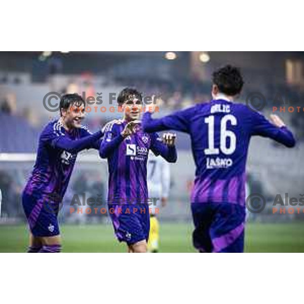 in action during Prva liga Telemach 2024/25 football match between Maribor and Kalcer Radomlje in Ljudski vrt, Maribor, Slovenia on April 26, 2025. Photo: Jure Banfi