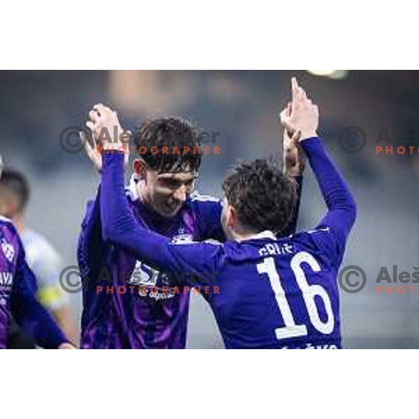 in action during Prva liga Telemach 2024/25 football match between Maribor and Kalcer Radomlje in Ljudski vrt, Maribor, Slovenia on April 26, 2025. Photo: Jure Banfi