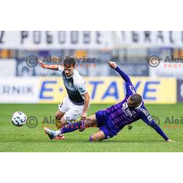 in action during Prva liga Telemach 2024/25 football match between Maribor and Kalcer Radomlje in Ljudski vrt, Maribor, Slovenia on April 26, 2025. Photo: Jure Banfi