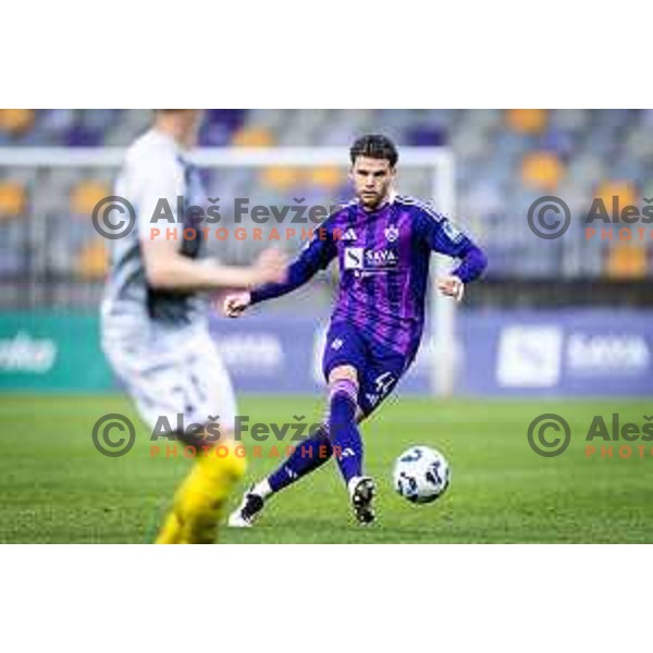 Omar Rekik in action during Prva liga Telemach 2024/25 football match between Maribor and Kalcer Radomlje in Ljudski vrt, Maribor, Slovenia on April 26, 2025. Photo: Jure Banfi