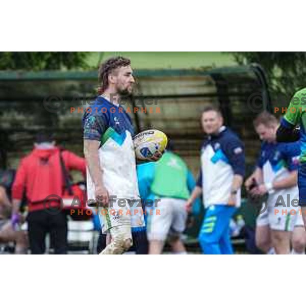 Ziga Burnik in action during European Conference League rugby match between Slovenia and Bosnia and Herzegovina at Oval Stanezice, Ljubljana, Slovenia on April 26, 2025