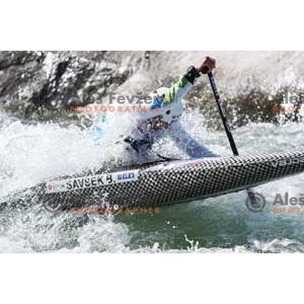 Benjamin Savsek (SLO) competes at ICF Canoe slalom in Tacen, Ljubljana Slovenia on April 27, 2025