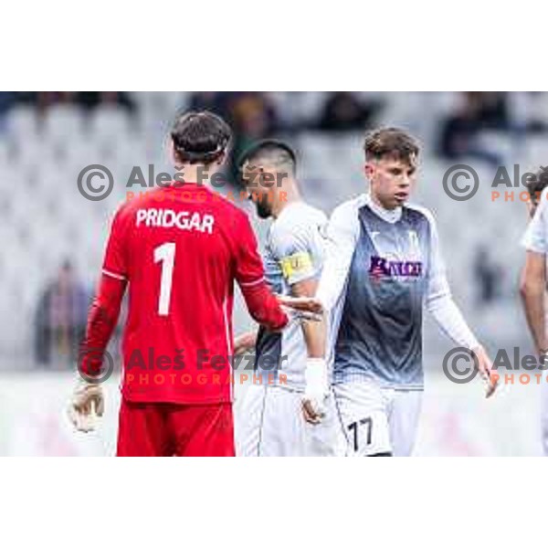 Zan Zaler in action during Prva liga Telemach 2024/25 football match between Maribor and Kalcer Radomlje in Ljudski vrt, Maribor, Slovenia on April 26, 2025. Photo: Jure Banfi
