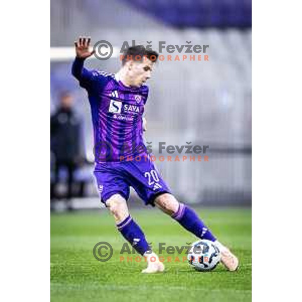 Ziga Repas in action during Prva liga Telemach 2024/25 football match between Maribor and Kalcer Radomlje in Ljudski vrt, Maribor, Slovenia on April 26, 2025. Photo: Jure Banfi