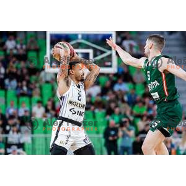 in action during regular season basketball match of AdmiralBet ABA League 2024/2025 between Cedevita Olimpija Ljubljana (SLO) and Partizan Mozzart Bet (SRB) in SRC Stozice, Ljubljana, Slovenia on April 27, 2025