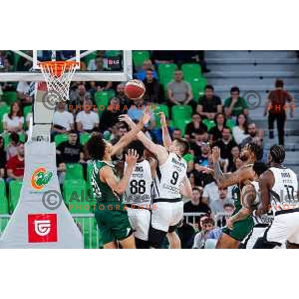 in action during regular season basketball match of AdmiralBet ABA League 2024/2025 between Cedevita Olimpija Ljubljana (SLO) and Partizan Mozzart Bet (SRB) in SRC Stozice, Ljubljana, Slovenia on April 27, 2025