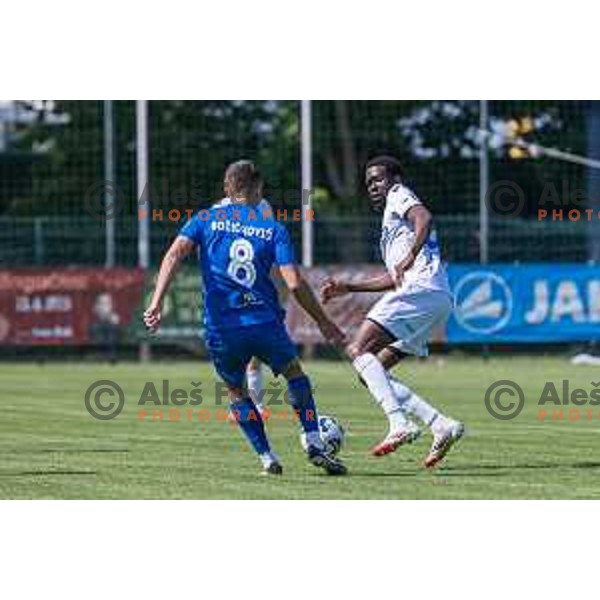 Luka Bozickovic and Jean-Pierre Longonda Itamba Mboyo during Prva liga Telemach 2024/2025 football match between Mura and Domzale in Fazanerija Murska Sobota, Slovenia on April 10, 2025 Photo: Sebastijan Andrejek Bukovec