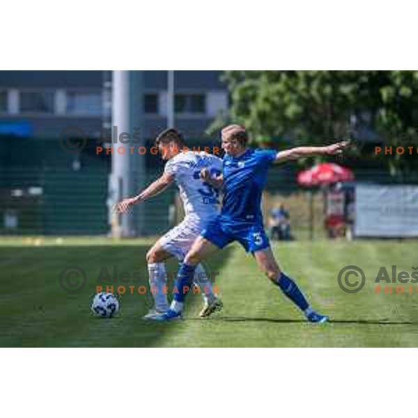 Veljko Mijailovic and Amadej Marinic during Prva liga Telemach 2024/2025 football match between Mura and Domzale in Fazanerija Murska Sobota, Slovenia on April 10, 2025 Photo: Sebastijan Andrejek Bukovec