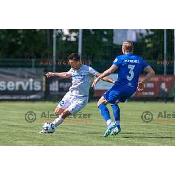 Veljko Mijailovic and Amadej Marinic during Prva liga Telemach 2024/2025 football match between Mura and Domzale in Fazanerija Murska Sobota, Slovenia on April 10, 2025 Photo: Sebastijan Andrejek Bukovec
