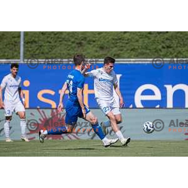 Veljko Mijailovic and Aleks Pihler during Prva liga Telemach 2024/2025 football match between Mura and Domzale in Fazanerija Murska Sobota, Slovenia on April 10, 2025 Photo: Sebastijan Andrejek Bukovec