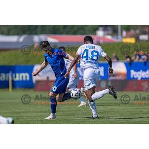 Ahmed Franck Sidibe and Dragan Brkic during Prva liga Telemach 2024/2025 football match between Mura and Domzale in Fazanerija Murska Sobota, Slovenia on April 10, 2025 Photo: Sebastijan Andrejek Bukovec