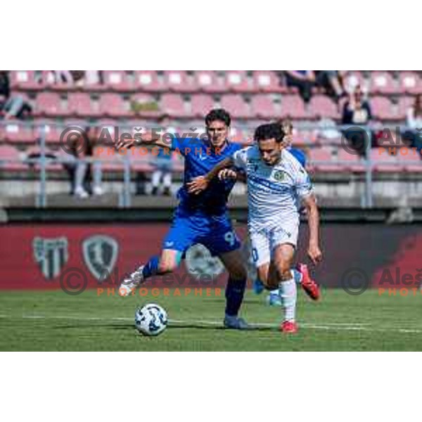 Aron Matyas Dragoner and Omar El Manssouri during Prva liga Telemach 2024/2025 football match between Mura and Domzale in Fazanerija Murska Sobota, Slovenia on April 10, 2025 Photo: Sebastijan Andrejek Bukovec