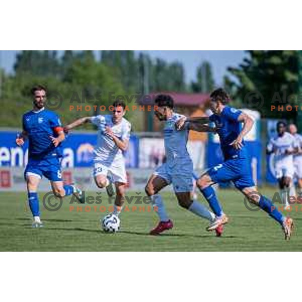 Omar El Manssouri and Rok Pirtovsek during Prva liga Telemach 2024/2025 football match between Mura and Domzale in Fazanerija Murska Sobota, Slovenia on April 10, 2025 Photo: Sebastijan Andrejek Bukovec