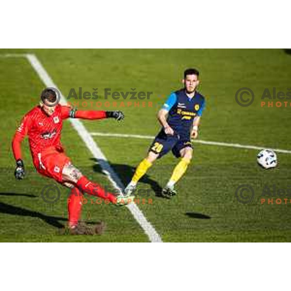 Matevz Vidovsek in action during Prva liga Telemach football match between Olimpija Ljubljana and Celje in Stadion z’dezele, Celje, Slovenia on April 27, 2025. Photo: Jure Banfi