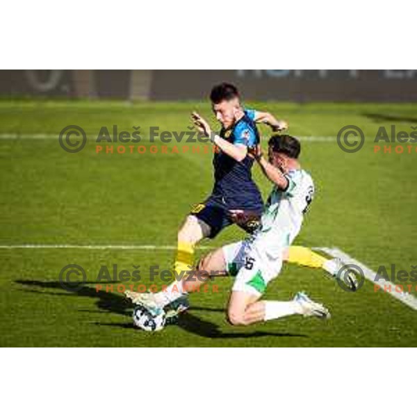in action during Prva liga Telemach football match between Olimpija Ljubljana and Celje in Stadion z’dezele, Celje, Slovenia on April 27, 2025. Photo: Jure Banfi