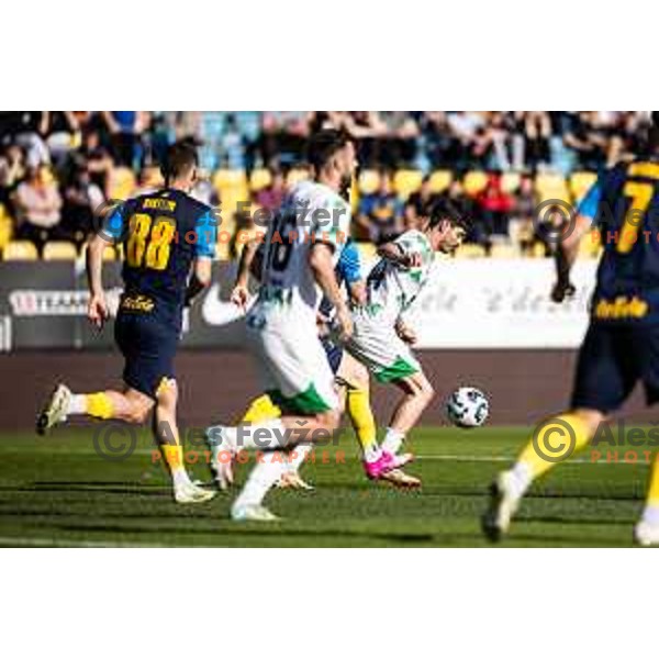 in action during Prva liga Telemach football match between Olimpija Ljubljana and Celje in Stadion z’dezele, Celje, Slovenia on April 27, 2025. Photo: Jure Banfi