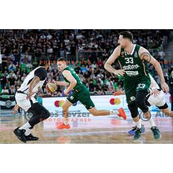Gregor Glas in action during regular season basketball match of AdmiralBet ABA League 2024/2025 between Cedevita Olimpija Ljubljana (SLO) and Partizan Mozzart Bet (SRB) in SRC Stozice, Ljubljana, Slovenia on April 27, 2025